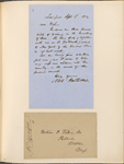 Ticknor, [William D.], ALS to. Sep. 2, 1854.
