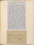 Ticknor, [William D.], ALS to. Mar. 30, 1855.