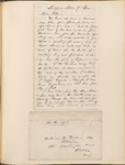 Ticknor, [William D.], ALS to. Nov. 9, 1855.
