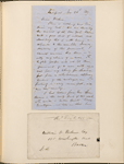 Ticknor, [William D.], ALS to. Nov. 23, 1855.