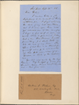 Ticknor, [William D.], ALS to. Sep. 26, 1856.
