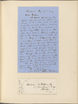 Ticknor, [William D.], ALS to. Aug. 29, 1857.
