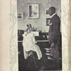 Man standing next to woman seated at piano