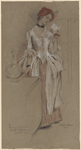 Young woman, standing, reading a letter