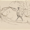 Sketch of two peacocks