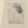 Bust portrait of young woman in profile