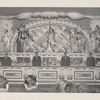 Unidentified singer and chorus girls on stage with barbershop quartet behind bar
at the nightclub Billy Rose's Diamond Horseshoe.