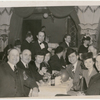 Clyde Hager, A. L. Hager, Mrs. A. L. Hager, Ole Olsen, Sally Bond, and Douglas Hagen dining at the nightclub Billy Rose's Diamond Horseshoe.