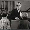 Ed Preble [center], Michael Kearney [right] and unidentified [left] in rehearsal for the stage production The Family Way