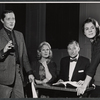 Alfred Ryder (director), Kim Stanley, Henry Denker (playwright) and Salome Jens during rehearsals for the stage production A Far Country.