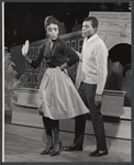 Glory Van Scott and Jack Crowder (Thalmus Rasulala) in the stage production Fly Blackbird