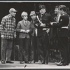 Mireille Chazal, Guy Grosso, Victor Spinetti and unidentified others in the stage production La Grosse Valise