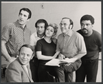 Vincent Beck, Larry Kert, Bernadette Peters, Alan Schneider, Alvin Ailey and unidentified in publicity photo for the stage production La Strada
