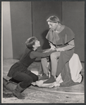 Julie Harris and unidentified in rehearsal for the Broadway production of The Lark