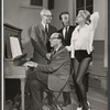 Ray Evans [standing left], Jay Livingston [seated at piano], Barbara Nichols [standing right] and unidentified in rehearsal for the stage production Let It Ride!