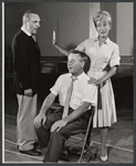 Sam Levene, George Gobel and Paula Stewart in rehearsal for the stage production Let It Ride!