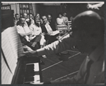 George Gobel, Barbara Nichols and Sam Levene [center] in rehearsal for the stage production Let It Ride!