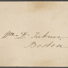 Ticknor, W[illiam] D., ALS to. Dec. 8, 1854.
