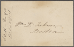 Ticknor, W[illiam] D., ALS to. Dec. 8, 1854.
