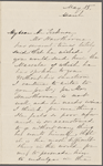 Ticknor, [William D.], ALS to. May 15, [1861].