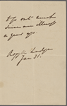 Argyll, Elizabeth Georgiana Campbell, Duchess of, ALS to SAPH. Jan. 31, [1870?]. Previously: Elizabeth Georgiana Granville.