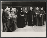 Barbara Colby, James Coco, Albert Dekker, Michael Lombard [right] and unidentified others in the stage production The Devils
