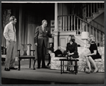 Will Hutchins, Dennis O'Keefe, Martha Scott and unidentified in the stage production Never Too Late