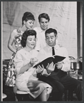 Nanette Fabray [front left], Robert Ryan [front right], Anita Gillette [back left] and Jerry Strickler [back right] in rehearsal for the stage production Mr. President