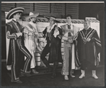 Alfred Drake [left] and unidentified others in the 1957 Stratford Festival stage production of Much Ado About Nothing