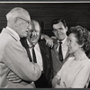 George Abbott, Paul Ford, Orson Bean and Maureen O'Sullivan in rehearsal for the stage production Never Too Late