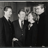 Arthur Godfrey, Maureen O'Sullivan, Richard Mulligan and unidentified in the stage production Never Too Late