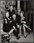 Maureen O'Sullivan, Arthur Godfrey, Wallace Engelhardt and unidentified in the stage production Never Too Late