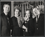 Maureen O'Sullivan, Arthur Godfrey [right] and unidentified others in the stage production Never Too Late