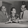 Melvin Frank, Michael Kidd and Norman Panama in rehearsal for the stage production Lil' Abner