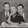 Eva Gabor, Reginald Gardiner and unidentified in rehearsal for the stage production Little Glass Clock
