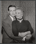 Eva Gabor and unidentified in rehearsal for the stage production Little Glass Clock