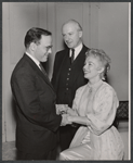 Alan Schneider, Eva Gabor and unidentified in rehearsal for the stage production Little Glass Clock