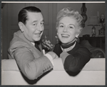 Reginald Gardiner and Eva Gabor in rehearsal for the stage production Little Glass Clock