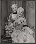 Eva Gabor and unidentified in the stage production Little Glass Clock