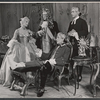 Eva Gabor [left], Reginald Gardiner [seated] and unidentified others in the stage production Little Glass Clock