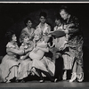 Virginia Martin [seated at center], Adnia Rice [standing at right] and unidentified others in the 1962 stage production Little Me
