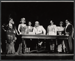 Virginia Martin [at table], Sid Caesar [center] and unidentified others in the touring cast of the stage production Little Me