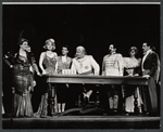 Virginia Martin [at table], Sid Caesar [center] and unidentified others in the touring stage production Little Me