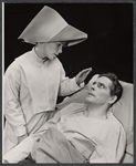 John Justin and unidentified in the stage production Little Moon of Alban