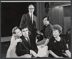 Barbara Cook, Elliott Gould, playwright Jules Feiffer, George L. Sherman and Ruth White in rehearsal for the 1967 Broadway production of Little Murders