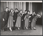Tommy Morton, Beverly Bozeman, Larry Storch, Tammy Grimes, George Marcy, Charlotte Rae, Joel Grey and Dorothy Jarnac in the stage production The Littlest Revue