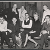 Cyril Ritchard, Noel Coward, Polly Rowles, George Baker, Jack Gilford, Roddy McDowall and Kurt Kasznar in publicity pose for the stage production Look After Lulu