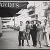 Publicity photo of Ralph Williams, Zohra Lampert, Zack Matalon, Clinton Kimbrough, Collin Wilcox, and Burt Reynolds from the stage production Look, We've Come Through outside of Sardi's restaurant
