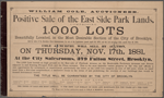 Positive Sale of the East Side Park Land, comprising 1,000 Lots beautifully located, in the Most Desirable Section of the City of Brooklyn, sold by order of the Brooklyn Park Commissioners, by Act of the Legislature, passed April 23, 1870 and the Act amending the same, passed June 18, 1873