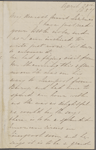 Hawthorne, Una, AL (incomplete?) to Elizabeth [Palmer Peabody], aunt. Apr. 20, 1857.